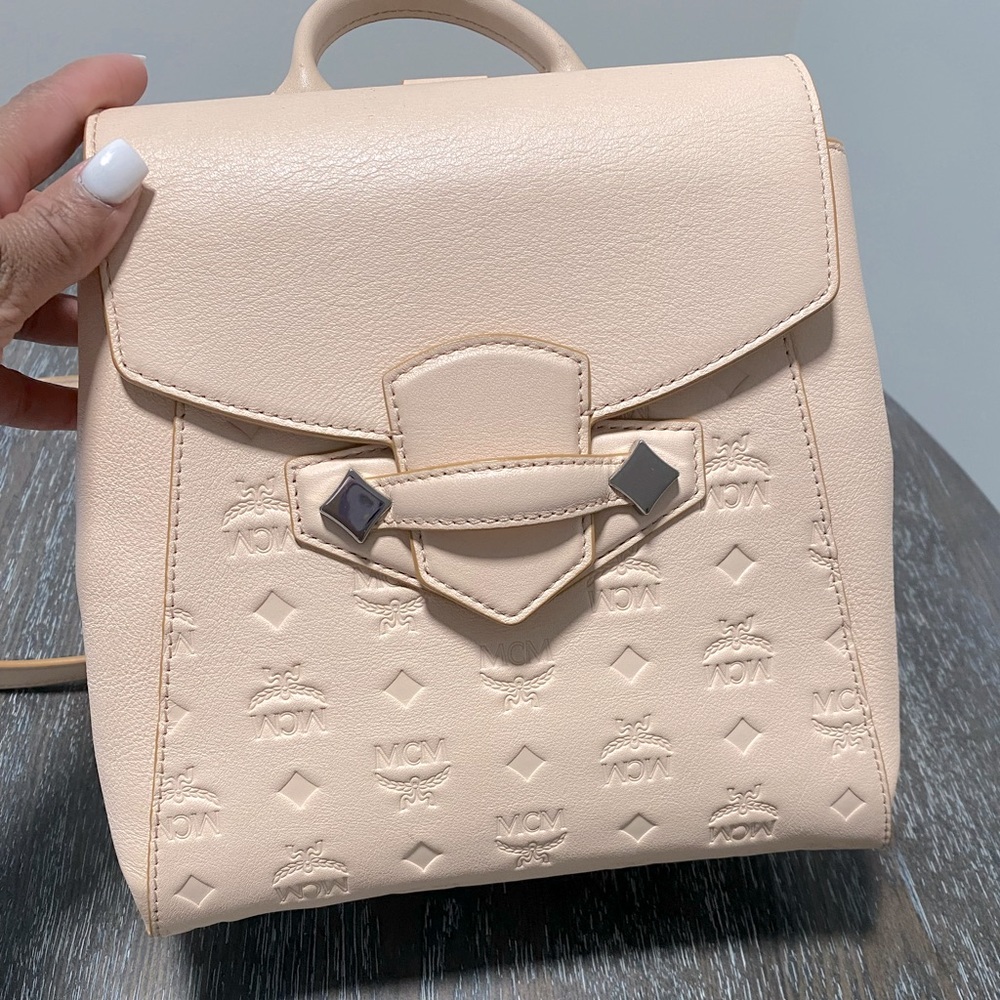 Authentic MCM light pink color backpack purse